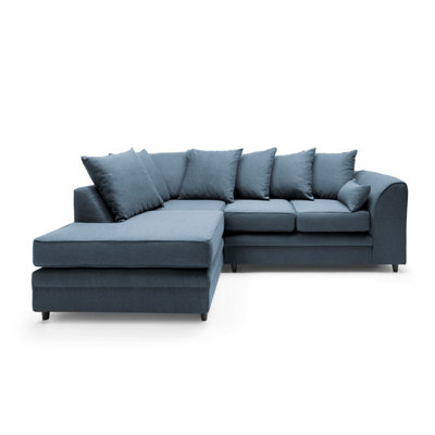 Darcy Corner Sofa Left Facing in Teal Linen Fabric