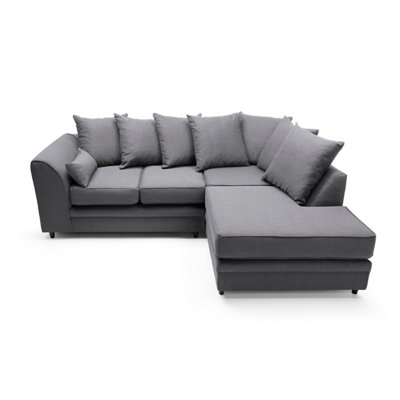Darcy Corner Sofa Right Facing in Dark Grey Linen Fabric