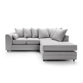 Darcy Corner Sofa Right Facing in Light Grey Linen Fabric