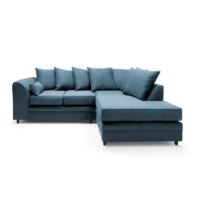 Darcy Corner Sofa Right Facing in Teal Linen Fabric