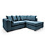 Darcy Corner Sofa Right Facing in Teal Linen Fabric