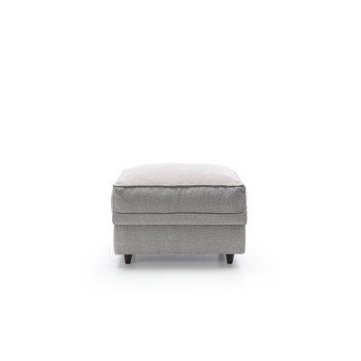 Darcy Footstool in Light Grey Linen Fabric