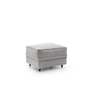 Darcy Footstool in Light Grey Linen Fabric