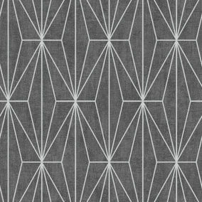 Darcy James Black Geometric Shimmer effect Embossed Wallpaper