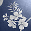 Darcy James Blue Floral Shimmer effect Embossed Wallpaper