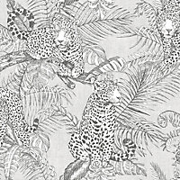 Darcy James Grey Wildlife Shimmer effect Embossed Wallpaper