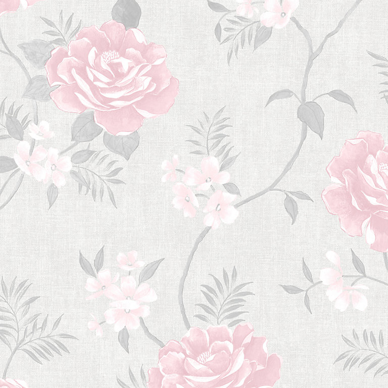Darcy James Pink Floral Shimmer effect Embossed Wallpaper | DIY at B&Q