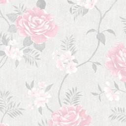Darcy James Pink Floral Shimmer effect Embossed Wallpaper