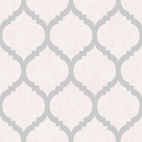 Darcy James Pink Geometric Shimmer effect Embossed Wallpaper
