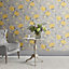 Darcy James Yellow Floral Pearl effect Embossed Wallpaper