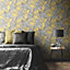 Darcy James Yellow Wildlife Shimmer effect Embossed Wallpaper