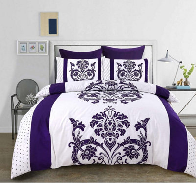 Darcy Plum Damask Duvet Cover Set Modern Bedding