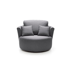 Darcy Swivel Chair in Dark Grey Linen Fabric