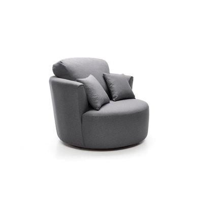 Darcy Swivel Chair in Dark Grey Linen Fabric