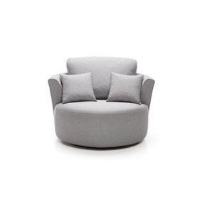 Darcy Swivel Chair in Light Grey Linen Fabric