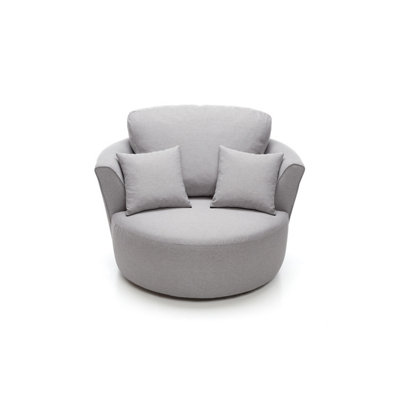Darcy Swivel Chair in Light Grey Linen Fabric