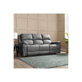 Darius 3 Seater Recliner Sofa, Dark Grey Air Leather