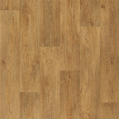 Dark Beige Wood Effect Anti-Slip Vinyl Flooring For Living Room, Hallways, Kitchen, 2.3mm Vinyl Sheet -1m(3'3") X 2m(6'6")-2m²