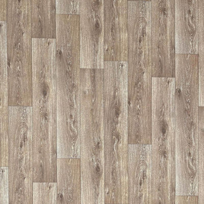 Dark Beige Wood Effect Vinyl Flooring For Kitchen, Bathroom, Dining