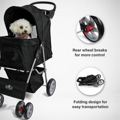 Dark Blue Folding Pushchair Pet Stroller - 7