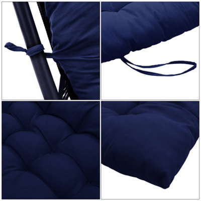 Dark Blue Garden Bench Swing Chair Seat Pad Cushion Sun Lounger Cushion for Indoor Outdoor W 40 cm x L 110 cm