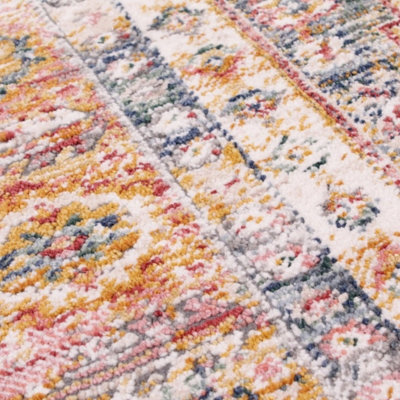 Dark Blue Traditional Abstract Floral Rug Easy to clean Dining Room-66cm X 100cm - 3