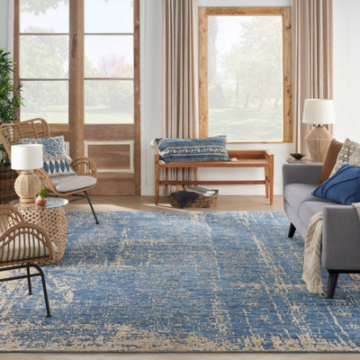 Dark Blue Wool Handmade Luxurious Modern,Abstract Rug For Bedroom ...
