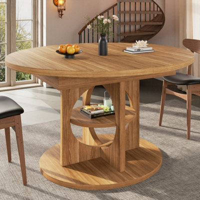 Dark Brown Extendable Dining Table - Round to Oval, Seats 4-8, 110-150cm MDF