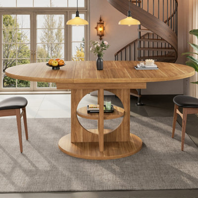 Dark Brown Extendable Dining Table - Round to Oval, Seats 4-8, 110-150cm MDF