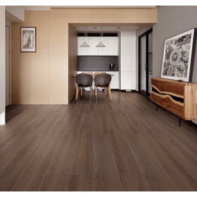 Dark Brown Wood Effect Vinyl Flooring Self Adhesive Floor Plank,5m² Pack of 36