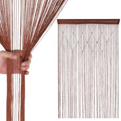 Dark Burgundy Glitter Beaded String Polyester Curtain, Fly Screen Room ...