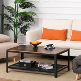 Dark chestnut MDF wood grain double layer coffee table