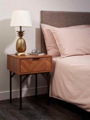 Bedside table with on sale metal legs