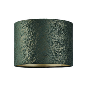 Dark Forest Green Velvet Crinkle 10 Inch Lampshade with Champagne Satin Lining
