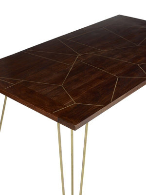 Dark Gold Dining Table - Solid Mango Wood - L85 x W160 x H76 cm