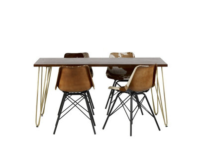 Dark Gold Dining Table - Solid Mango Wood - L85 x W160 x H76 cm