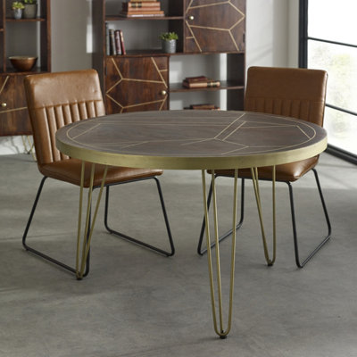 Dark Gold Round Stylish Dining Table