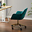 Dark Green Ice Velvet Swivel Home Office Chair Desk Chair with Armrest
