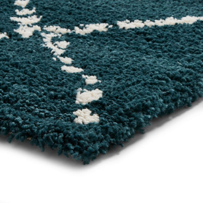 Dark Green Rug, Chequered Geometric Rug, Modern Shaggy Moroccan Rug for Bedroom, LivingRoom, & DiningRoom-160cm X 230cm
