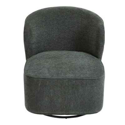 Dark Green Sherpa Upholstered Swivel Chair
