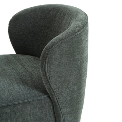 Dark Green Sherpa Upholstered Swivel Chair
