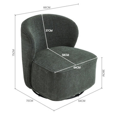 Dark Green Sherpa Upholstered Swivel Chair