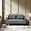 Dark Grey 2 Seater Sofa Fabric Upholstered Loveseat Couch with 2 Pillows