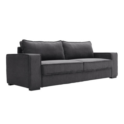 Dark Grey 3 Seater Sofa Corduroy Upholstered Couch for Living Room