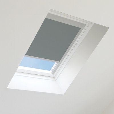 Dark Grey Blackout Blind for Velux Roof Window Size 206 ,Silver Frames