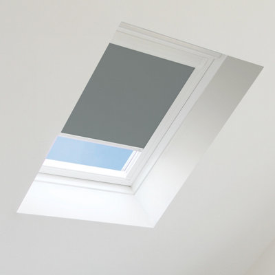 Dark Grey Blackout Blind for Velux Roof Window Size SK06 ,White Frames