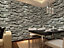 Dark Grey Brick Wallpaper Non Woven Wallpaper Retro 3D Stone Patterned Wall Paper Roll 5m²