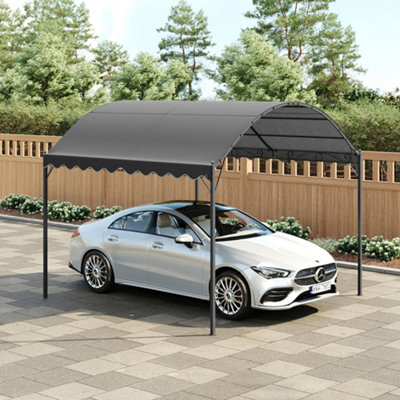 Dark Grey Canopy Outdoor Arched Pergola Shelter Sunshade Awning with Metal Frame 3x3M