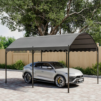 Dark Grey Canopy Outdoor Arched Pergola Shelter Sunshade Awning with Metal Frame 3x4M
