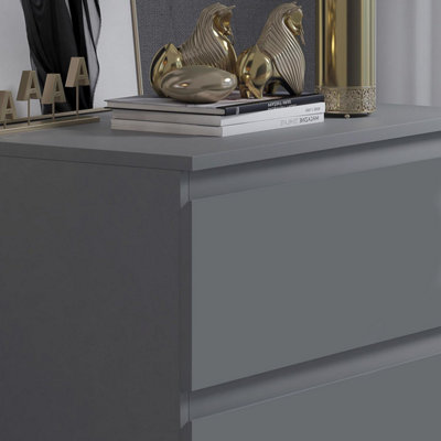Dark Grey Chest Of 3 Drawers Scratch Resistant Bedroom Furniture